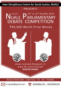 NUALS PD, Parliamentary debate competition, law school parliamentary debate, NUALS Cochin 