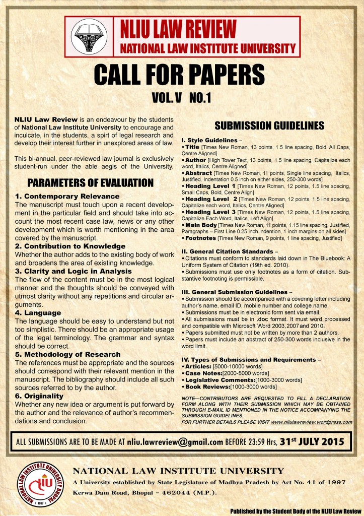 nliu law review call for papers