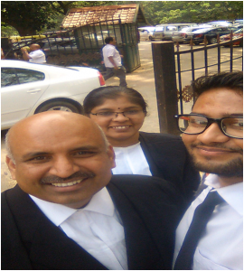 With Madhusudhana Sir and Anuradha Mam in high court of Karnataka on Dec. 14,2015. Challenging Karnataka Urban Development Act.