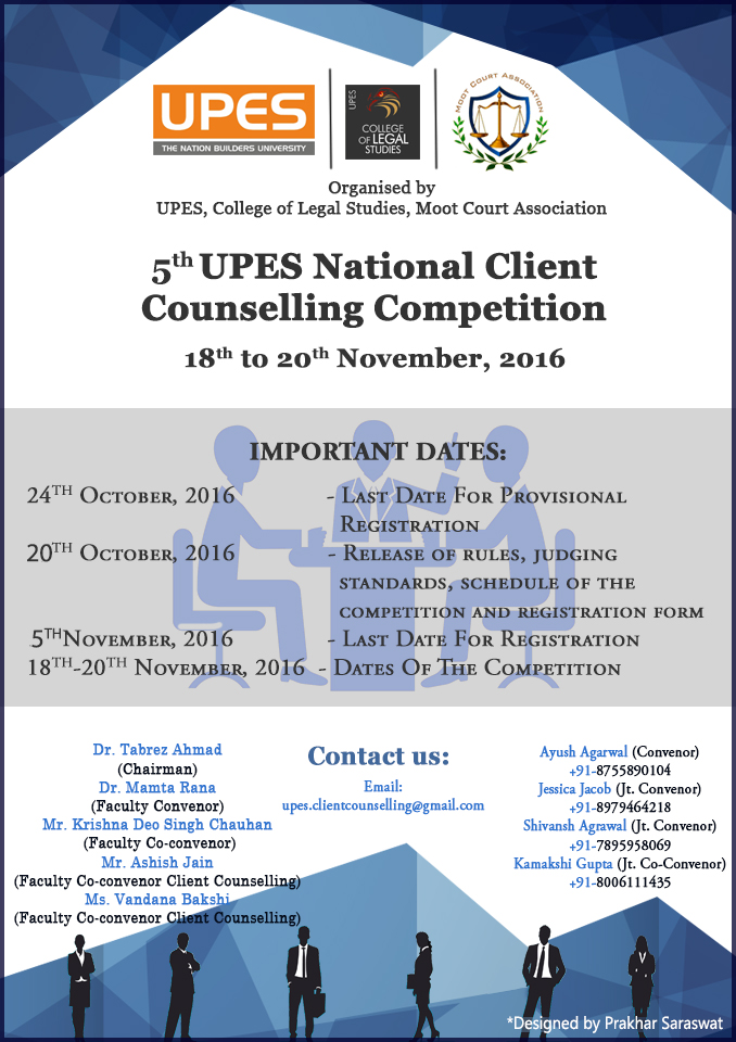 5th UPES National Client Counselling Competition 2016