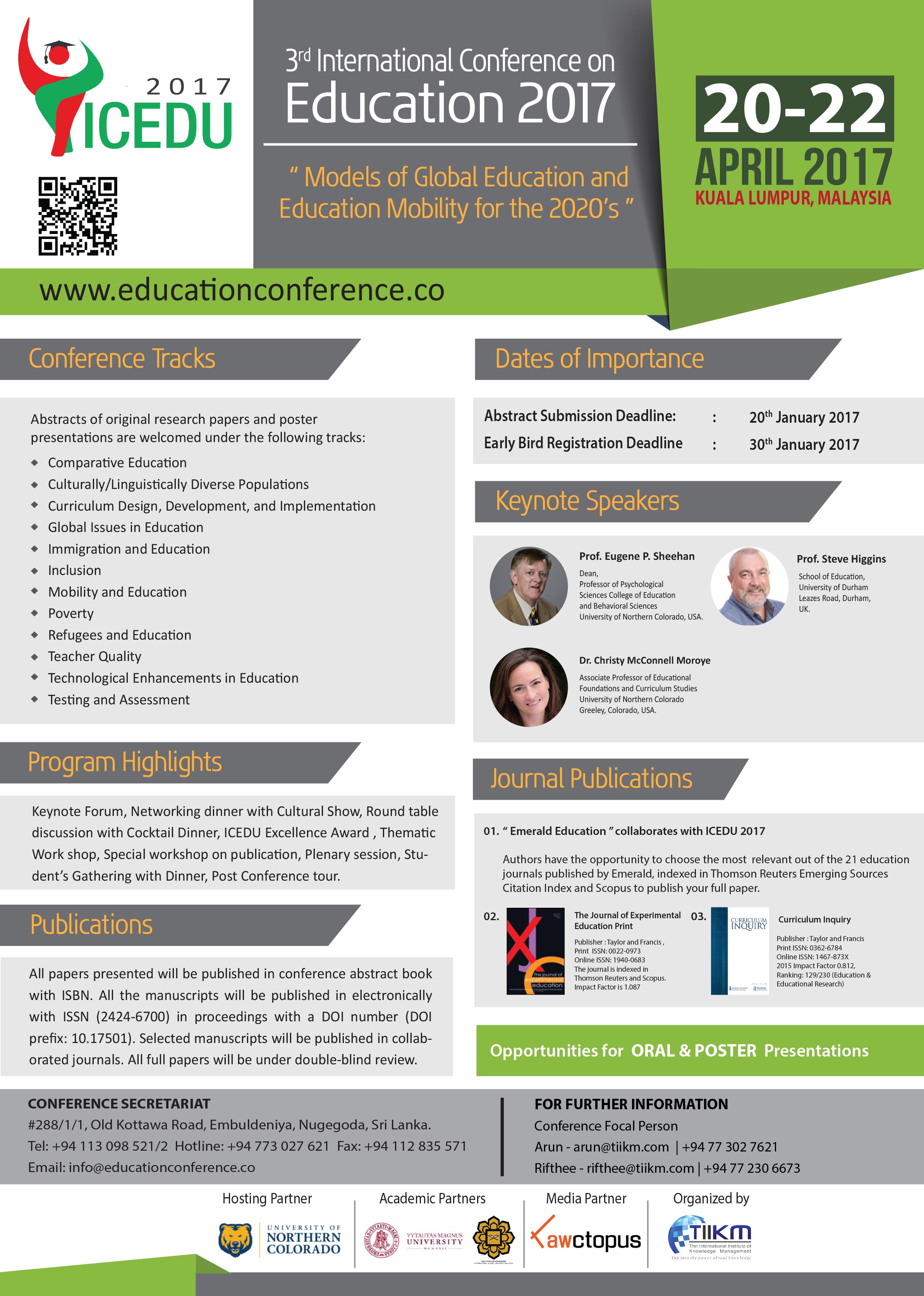 Call for Papers: 3rd International Conference on Education ICEDU 2017