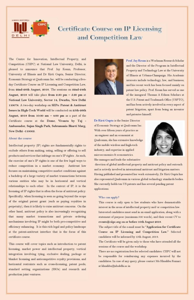 NLU Delhi Certificate IP Licencing Competition Law