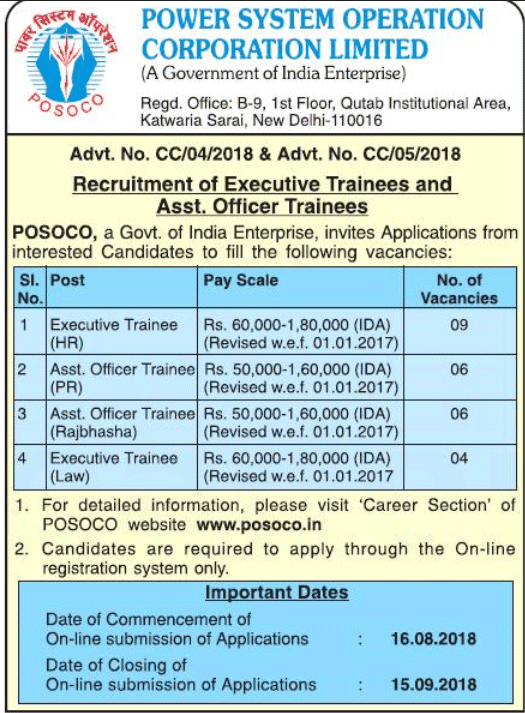 Executive trainee law POSOCO