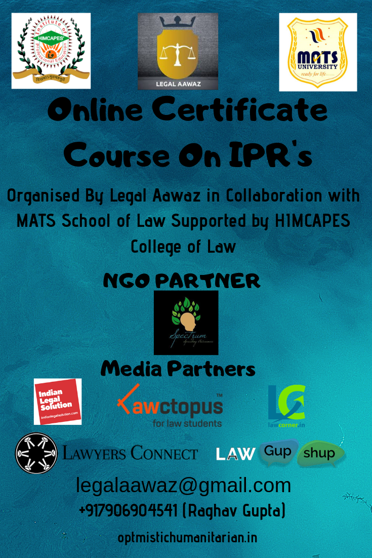 Online Certificate Course on IPR by MATS University and Legal Aawaz