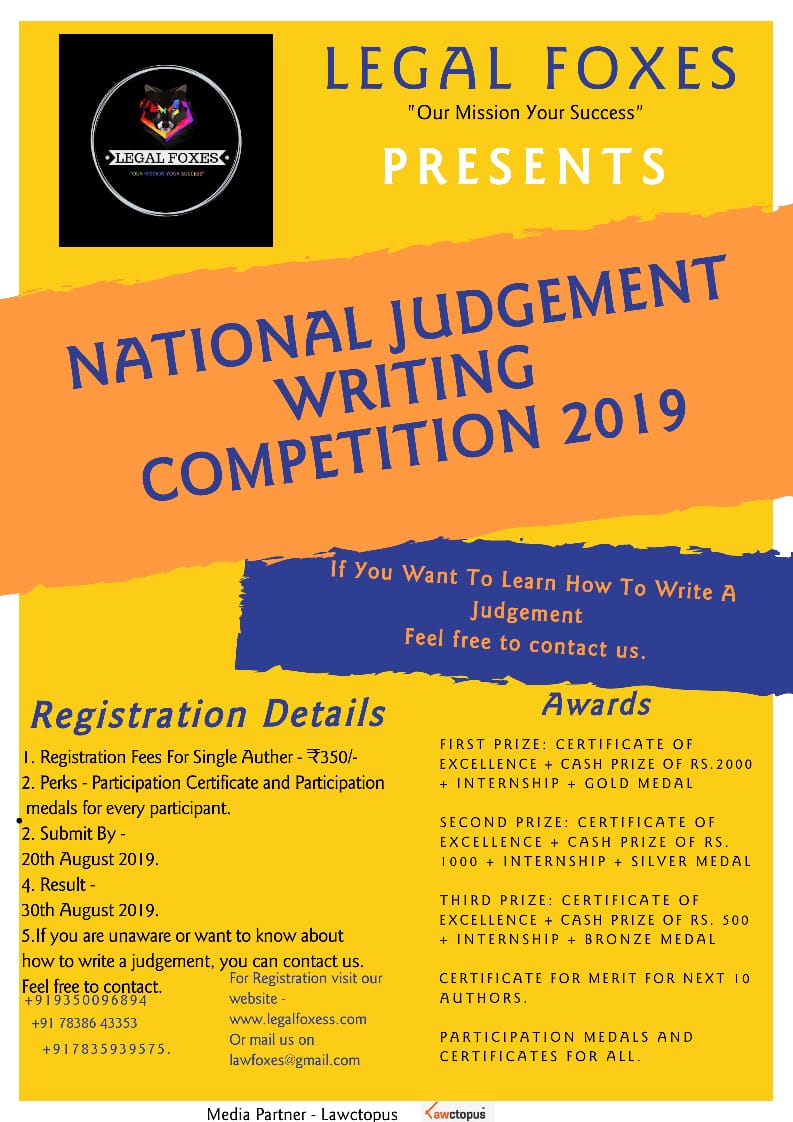 Judgment Writing Competition by Legal Foxes