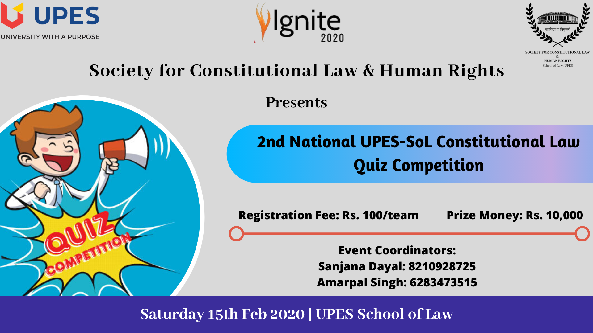National Constitutional Law Quiz Competition at UPES, Dehradun