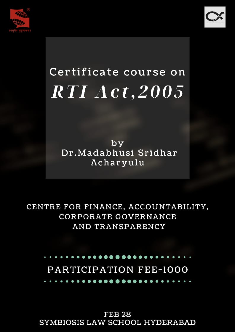 Workshop on Right to Information Act 2005 at SLS, Hyderabad