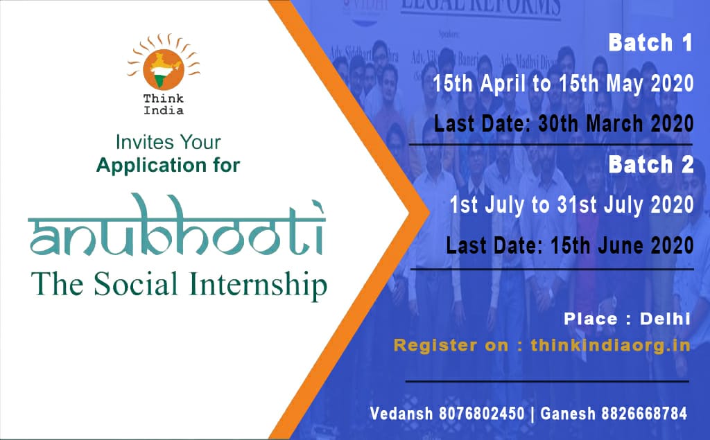 ANUBHOOTI: Social Internship Project by Think India